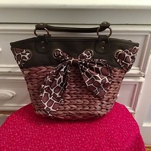 Aphorism straw and animal print bag
